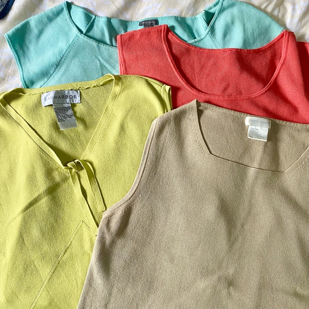 Colorful Sleeveless Sweater Tank Tops Set of Four